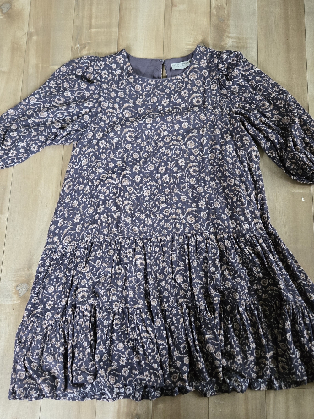 Dress Forum Los Angeles Floral Tiered Mini Dress Puff Sleeve Small Boho